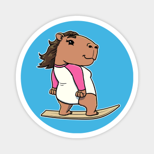 Capybara Surfer Girl Surfing Magnet